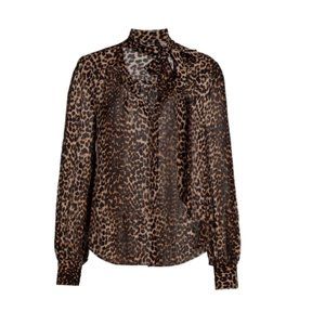 SILK Paige Cleobelle Leopard V-Neck Blouse